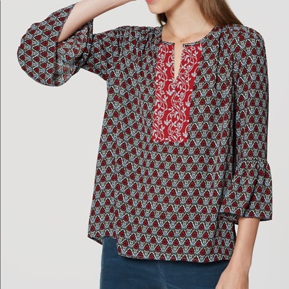 LOFT Tops - LOFT | Bell Sleeve Floral Print Peasant Top Small